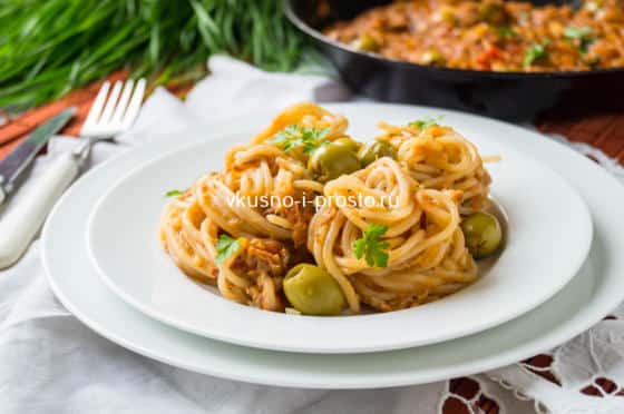 спагетти с тунцом